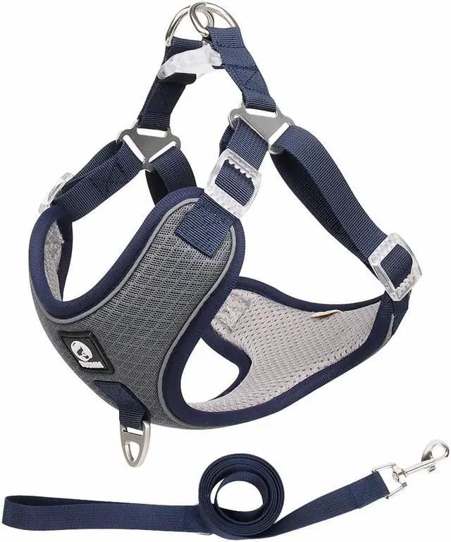 Alt view image 7 of 7 - Adjustable Dog Harness No Pull Reflective Medium Large Dog Harness and Leash Set For French Bulldog Greyhound Walking Running
