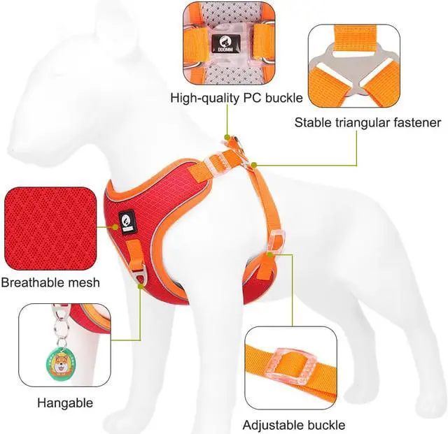 Alt view image 3 of 7 - Adjustable Dog Harness No Pull Reflective Medium Large Dog Harness and Leash Set For French Bulldog Greyhound Walking Running