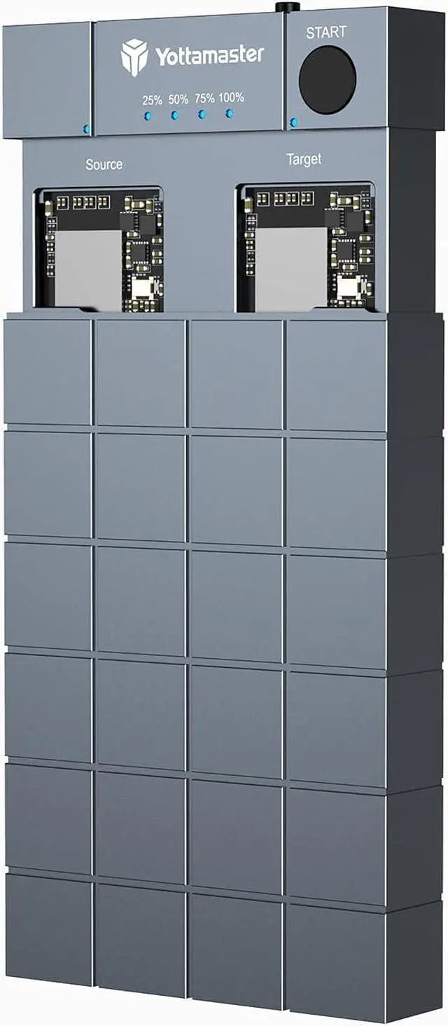 Main image of Yottamaster Dual-Bay M.2 NVMe Cloner Duplicator, Aluminum Alloy Offline Cloning Docking Station, 10Gbps USB C to NVME SSD Enclosure Hot Swappabe for NVMe PCIe Size 2230/2242/2260/2280 (up to 8TB)