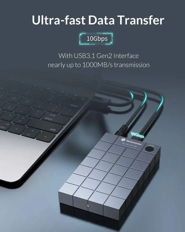 Alt view image 4 of 7 - Yottamaster Dual-Bay M.2 NVMe Cloner Duplicator, Aluminum Alloy Offline Cloning Docking Station, 10Gbps USB C to NVME SSD Enclosure Hot Swappabe for NVMe PCIe Size 2230/2242/2260/2280 (up to 8TB)