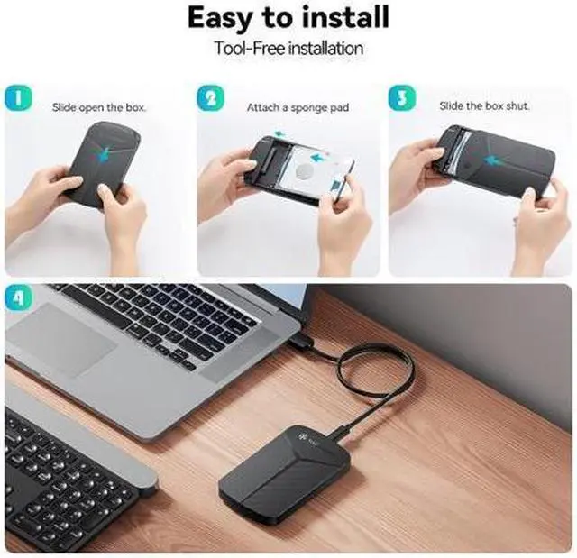 Alt view image 7 of 7 - Yottamaster 2.5-inch HDD case external hard disk box HDD external shell C USB 3.1 6Gbps connection SSD shell supports HDD/SSD2.5-inch ssd shell supports 7mm thick two sections supports 4TB
