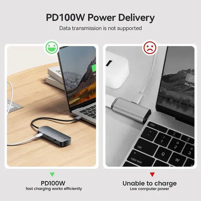 Alt view image 5 of 7 - Yottamaster 10 in 1 USB C hub Docking Station, USB C Hub with 4K HDMI, VGA, 3 USB 3.0, TF/SD Reader, Ethernet, Audio, 100W Power Delivery Compatible with MacBook, Surface, iPad or Other Type C Devices