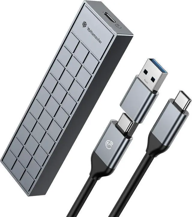 Main image of M.2 NVMe Enclosure, Yottamaster USB C 10Gbps NVMe SSD Enclosure Thunderbolt 3 Compatible for 2230/2242/2260/2280 NVMe SSD, Aluminum M.2 Enclosure Adapter with Heatsink