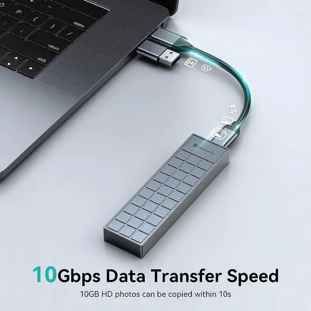 Alt view image 7 of 7 - M.2 NVMe Enclosure, Yottamaster USB C 10Gbps NVMe SSD Enclosure Thunderbolt 3 Compatible for 2230/2242/2260/2280 NVMe SSD, Aluminum M.2 Enclosure Adapter with Heatsink