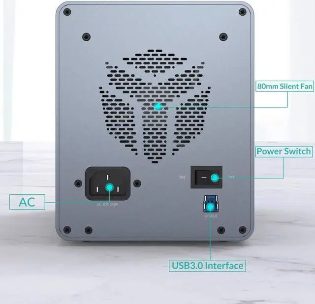 Alt view image 7 of 7 - 4 Bay Hard Drive Enclosure,Yottamaster Aluminum Alloy 2.5"/3.5" USB3.0 to SATA3.0 External HDD SSD Storage Enclosure,Support 4 x 18 TB Capacity,Ideal for Enterprise-Class Storage Solution