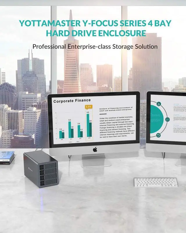 Alt view image 2 of 7 - 4 Bay Hard Drive Enclosure,Yottamaster Aluminum Alloy 2.5"/3.5" USB3.0 to SATA3.0 External HDD SSD Storage Enclosure,Support 4 x 18 TB Capacity,Ideal for Enterprise-Class Storage Solution