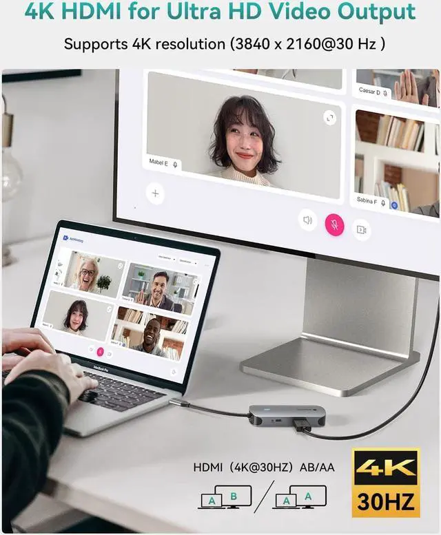 Alt view image 3 of 7 - USB C Docking Station, Yottamaster 5 in 1 USB C Dongle with HDMI 4K, PD60W, USB3.0, USB C Hub Multiport Adapter Compatible for MacBook and Other Type C Devices