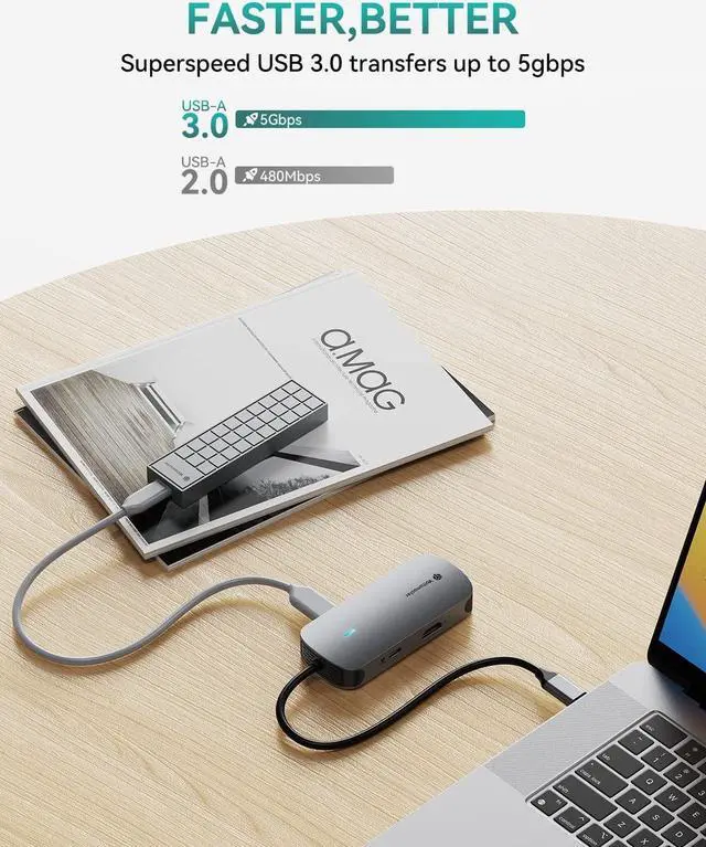 Alt view image 5 of 7 - USB C Docking Station, Yottamaster 5 in 1 USB C Dongle with HDMI 4K, PD60W, USB3.0, USB C Hub Multiport Adapter Compatible for MacBook and Other Type C Devices