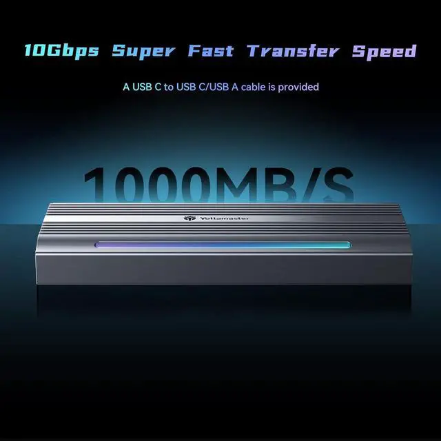 Alt view image 6 of 14 - M.2 NVME SSD Enclosure for Gaming RGB, Yottamaster 10Gbps USB 3.1 Gen 2 SSD Enclosure, Aluminum NVMe Enclosure Support UASP Trim, Fits 2280/2260/2242/2230 M Key/B+M Key, up to 4TB (Silver)