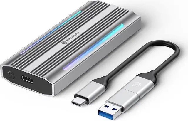 Main image of M.2 NVME SSD Enclosure for Gaming RGB, Yottamaster 10Gbps USB 3.1 Gen 2 SSD Enclosure, Aluminum NVMe Enclosure Support UASP Trim, Fits 2280/2260/2242/2230 M Key/B+M Key, up to 4TB (Silver)
