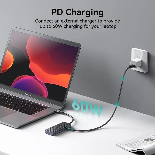 Alt view image 5 of 7 - Yottamaster USB C Hub Ethernet, 5 in 1 USB C Hub Multiport Adapter with 4K HDMI, RJ45 Ethernet, USB3.0, 60W PD, Compatible with MacBook Pro/Air, Surface Pro and More Type C Laptop Devices