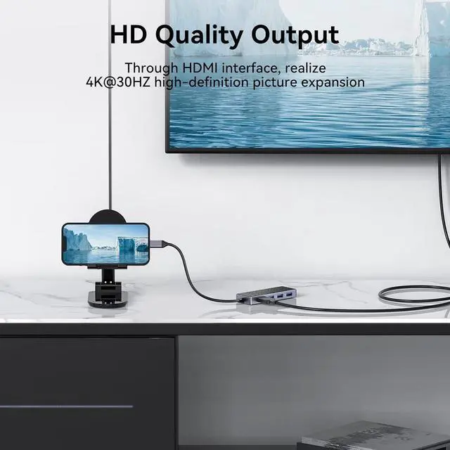 Alt view image 4 of 7 - Yottamaster USB C Hub Ethernet, 5 in 1 USB C Hub Multiport Adapter with 4K HDMI, RJ45 Ethernet, USB3.0, 60W PD, Compatible with MacBook Pro/Air, Surface Pro and More Type C Laptop Devices