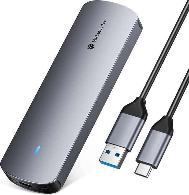 Alt view image 3 of 7 - Yottamaster M.2 NVMe and SATA SSD Enclosure USB 3.2 Gen 2 Protocols 10Gbps NVMe, 5Gbps SATA PCIe M-Key (B+M Key) Built-in Metal Heat Sink with C to A 2-in-1 Cable