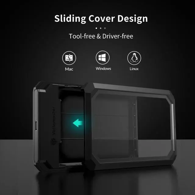 Alt view image 5 of 7 - Yottamaster 10Gbps translucent SSD case USB3.1 GEN1 SATA3.0 HDD enclosure for 2.5 & 3.5 Inch SATA Hard Drives 2.5 in. / 3.5" SATA