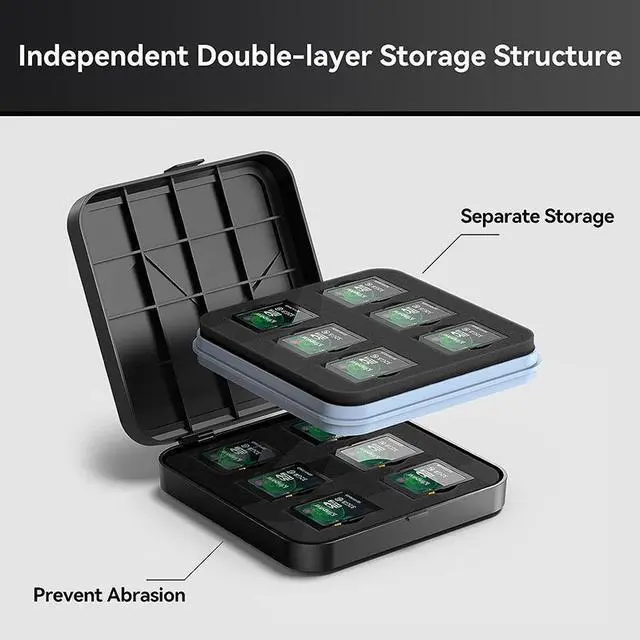 Alt view image 5 of 7 - Yottamaster 18 Slot Memory Card Case Holder for 10 SD Card 6 TF Card and 2 CF Card Protective Case with Labels Anti-Shock and Waterproof Memory Case