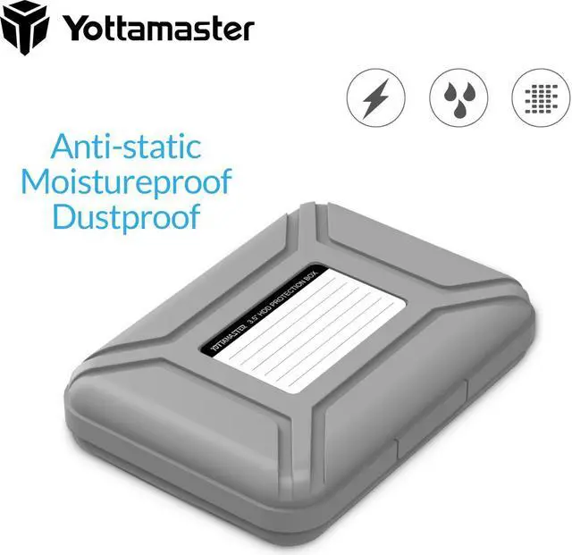 Alt view image 2 of 7 - 3.5" Hard Drive Case, Yottamaster Portable Hard Drive Disk Protective Box for 3.5 Inch HDD Storage Anti-static Moistureproof Dustproof