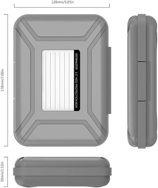 Alt view image 7 of 7 - 3.5" Hard Drive Case, Yottamaster Portable Hard Drive Disk Protective Box for 3.5 Inch HDD Storage Anti-static Moistureproof Dustproof