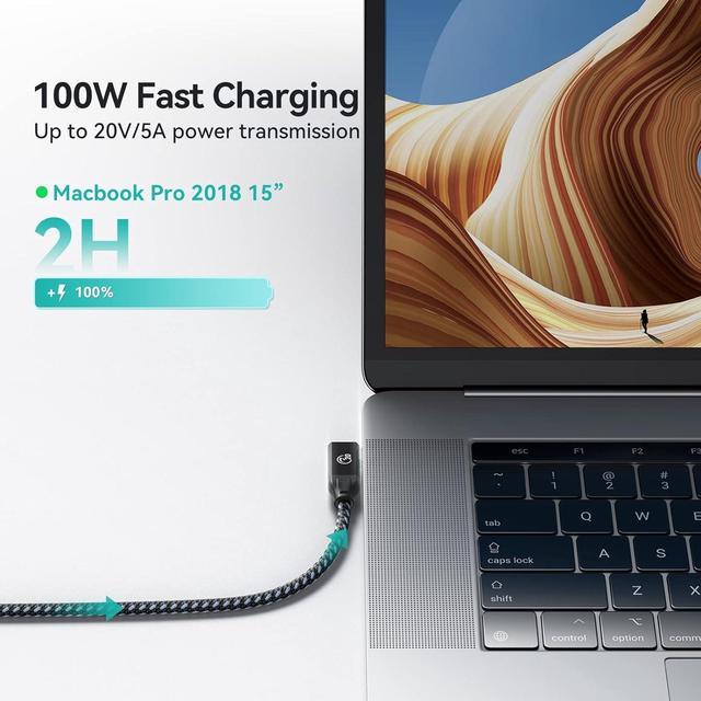 USB C to USB C Cable Dual 90 Degree[20Gbps, 100W], USB3.2X2 Bradied USB C  Charging Cable Right Angle