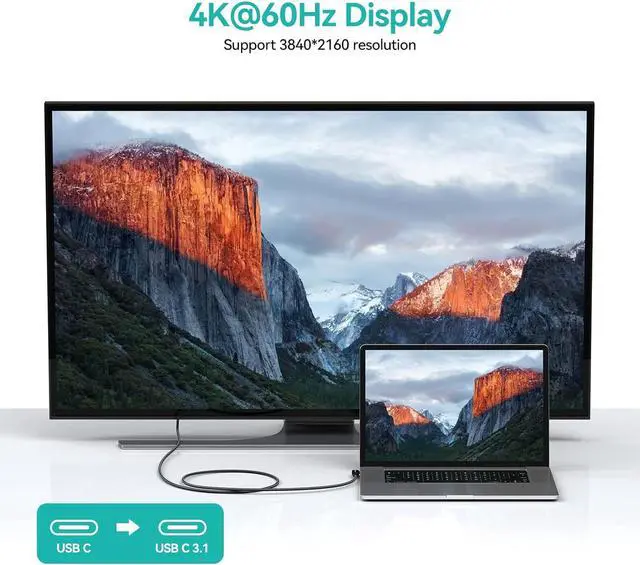 Alt view image 4 of 7 - Yottamaster USB C to USB C Cable Right Angle[100W, 20Gbps, 5m], USB3.2X2 Bradied 100W USB C Charging Cable Support 4K@60Hz, with E-Marker [16.5ft/5m]