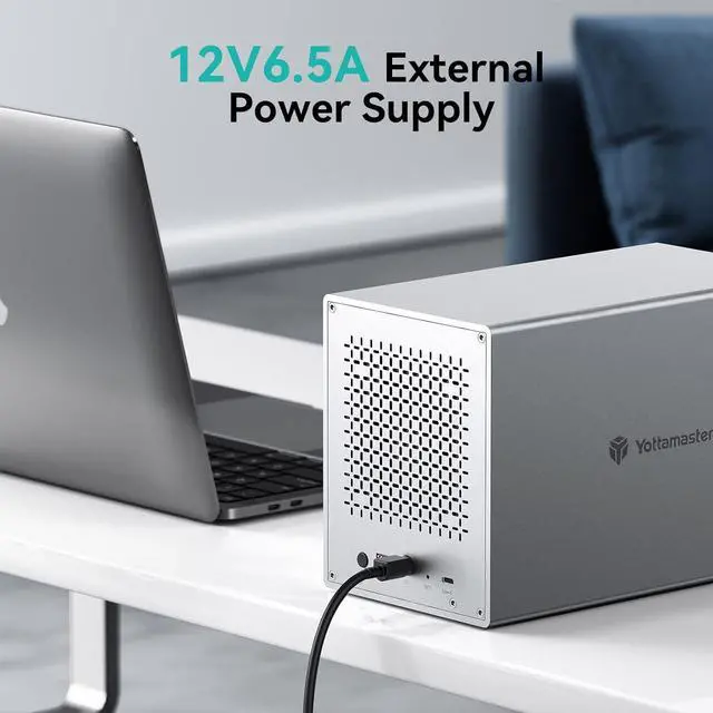 Alt view image 2 of 7 - Yottamaster 5 Bay USB C RAID Enclosure, Aluminum 5 Bay 2.5/3.5 inch External Hard Drive RAID Enclosure Support RAID 0/1/3/5/10/JBOD/Clear,Mac Style - for Personal Storage at Home&Office