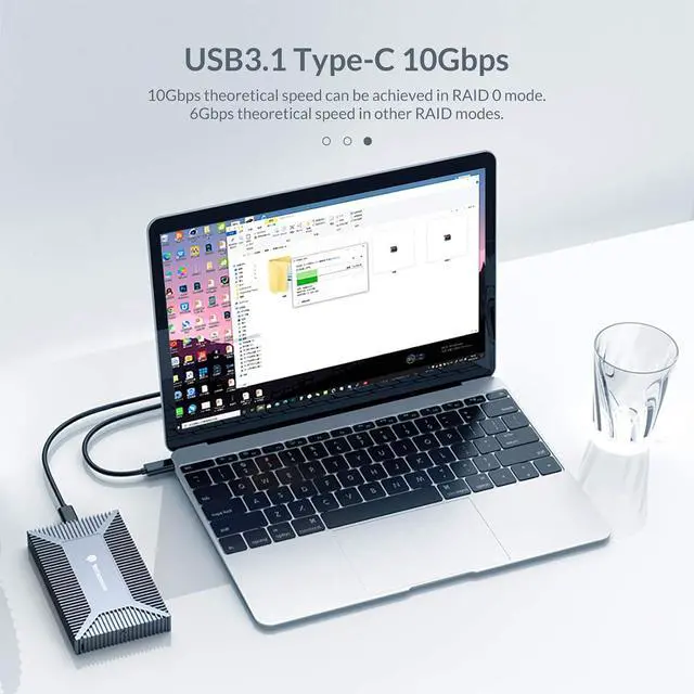 Alt view image 12 of 14 - Yottamaster Dual Bay M.2 NGFF SATA USB C 3.2 Hard Drive Enclosure RAID Adapter