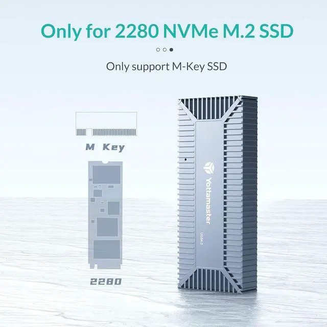 Alt view image 11 of 13 - Yottamaster 40Gbps M.2 SSD Enclosure for 2280 NVMe SSD-NVMe Enclosure for Thunderbolt 4/Thunderbolt 3/USB4, Up to 2800MB/s