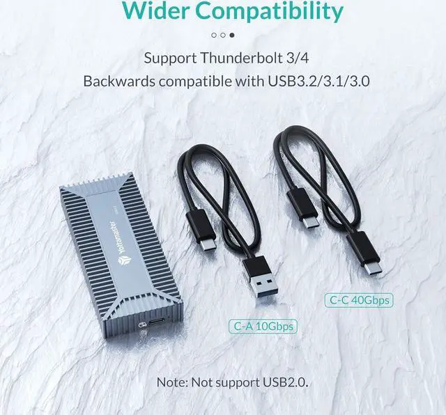 Alt view image 12 of 13 - Yottamaster 40Gbps M.2 SSD Enclosure for 2280 NVMe SSD-NVMe Enclosure for Thunderbolt 4/Thunderbolt 3/USB4, Up to 2800MB/s