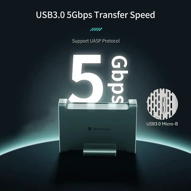 Alt view image 4 of 7 - 3.5 Inch Hard Drive Enclosure, Yottamaster Aluminum USB 3.0 External SATA Enclosure Hard Disk Caddy Reader for 3.5" SATA HDD/SSD up to 16TB, UASP Supported- Designed for Mac[DR1U3-35]