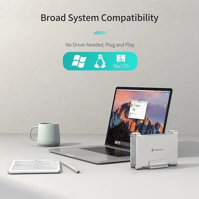 Alt view image 2 of 7 - 3.5 Inch Hard Drive Enclosure, Yottamaster Aluminum USB 3.0 External SATA Enclosure Hard Disk Caddy Reader for 3.5" SATA HDD/SSD up to 16TB, UASP Supported- Designed for Mac[DR1U3-35]