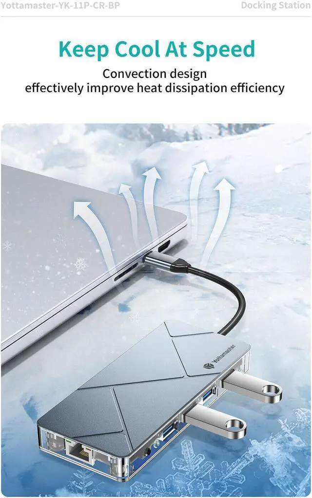 Alt view image 4 of 7 - Yottamaster USB C Hub, 11 in 1 USB C Adapter with Gigabit Ethernet Port, PD Type C Charging Port, 4K HDMI, VGA, SD TF Card Reader, USB 3.0 Ports and Audio Mic Port Compatible for MacBook, ChromeBook M