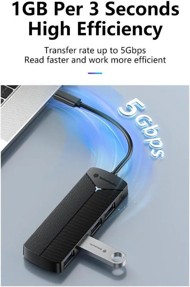 Alt view image 6 of 7 - Yottamaster 4 Port USB HUB Type USB C Splitter & SD TF Card Reader  USB C Adapter for MacBook Accessories Black USB 3.2 TF SD