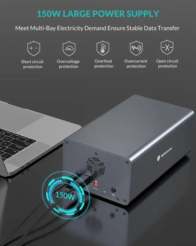 Alt view image 5 of 7 - Yottamaster 2 Bay RAID External Hard Drive Enclosure for 2.5" & 3.5" SATA Hard Drives, USB3.0 RAID Enclosure Support 36TB & RAID 0/1/JBOD/Clone/PM, RAID Drive Storage for Video Photo Backup [FS2RU3]