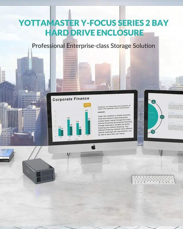 Alt view image 4 of 7 - Yottamaster 2 Bay RAID External Hard Drive Enclosure for 2.5" & 3.5" SATA Hard Drives, USB3.0 RAID Enclosure Support 36TB & RAID 0/1/JBOD/Clone/PM, RAID Drive Storage for Video Photo Backup [FS2RU3]