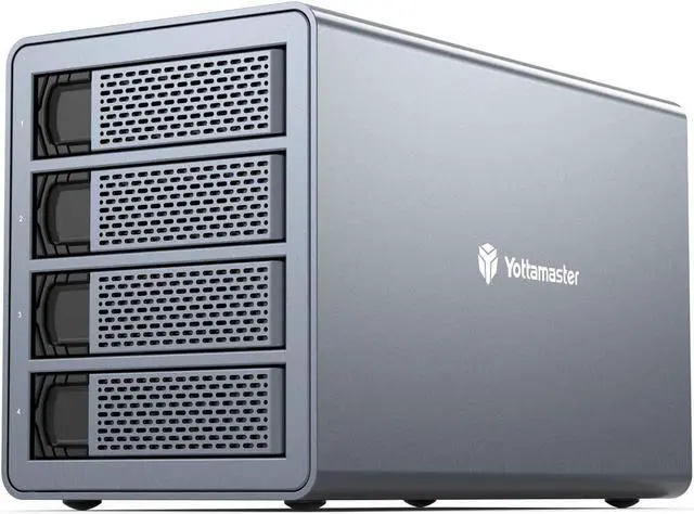 Main image of Yottamaster 10Gbps 4 Bay Type-C Hard Drive Enclosure Daisy Chain, External HDD Enclosure Support 2.5" &3.5" SATA HDD/SSD up to 4X18TB, Daisy Chain DAS Support 216TB Storage Expansion Non-RAID [FS4C3]