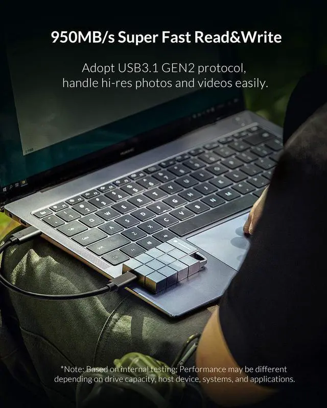 Alt view image 5 of 5 - Yottamaster 256GB Portable External SSD - Up to 950MB/s Data Transfer, USB 3.1(Gen 2) 10Gbps NVMe M.2 Mobile Solid State Drive with Aluminum & Compact Design