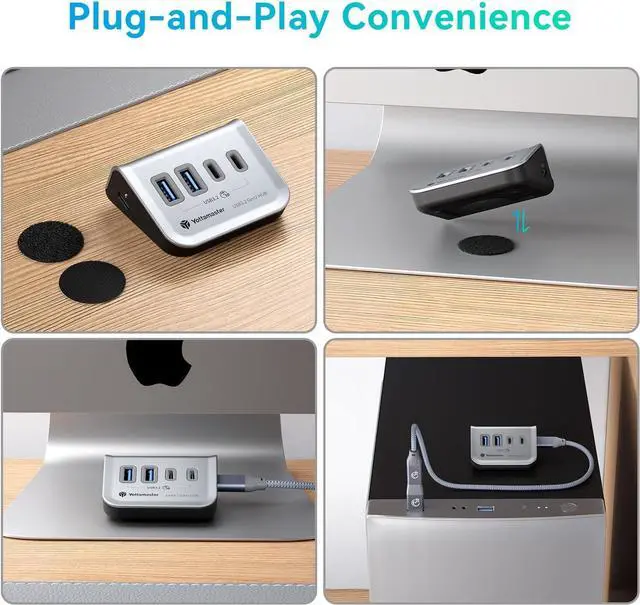 Alt view image 5 of 6 - Yottamaster USB 3.2 Hub 4 Ports, Type C to USB 3.2 Gen2 10Gbps Data Hub with 2USB-A & 2USB-C, USB Hub 5V/2A for Laptop, PC, USB Flash Drives, Mobile HDD, and More(1.6ft)