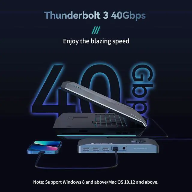 Alt view image 2 of 7 - Thunderbolt 3 Dock with Dual M.2 Slot-2800MB/s, Yottamaster Thunderbolt 3 Hub with Cooling Fan- Support Dual 4K Display, 2 Thunderbolt 3, DP, 120W PD, Ethernet, USBA USBC 10Gbps, Audio [MS5]