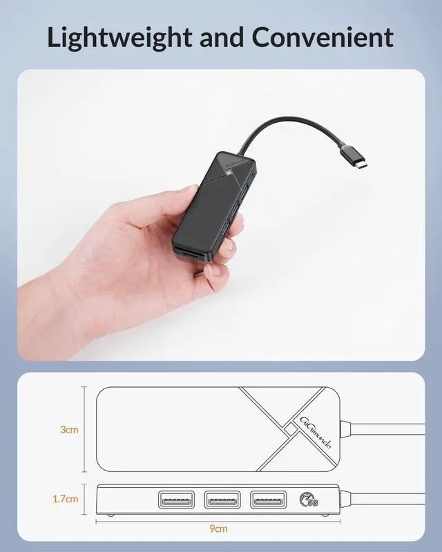 Alt view image 7 of 7 - GiGimundo By Yottamaster USB Hub 3.0 with SD TF Card Reader, 4 Ports 5Gbps USB Splitter Multi Expander for Laptop, Computer, PC, PS4, Xbox, Printer, Keyboard, Mouse (Balck, 15cm)