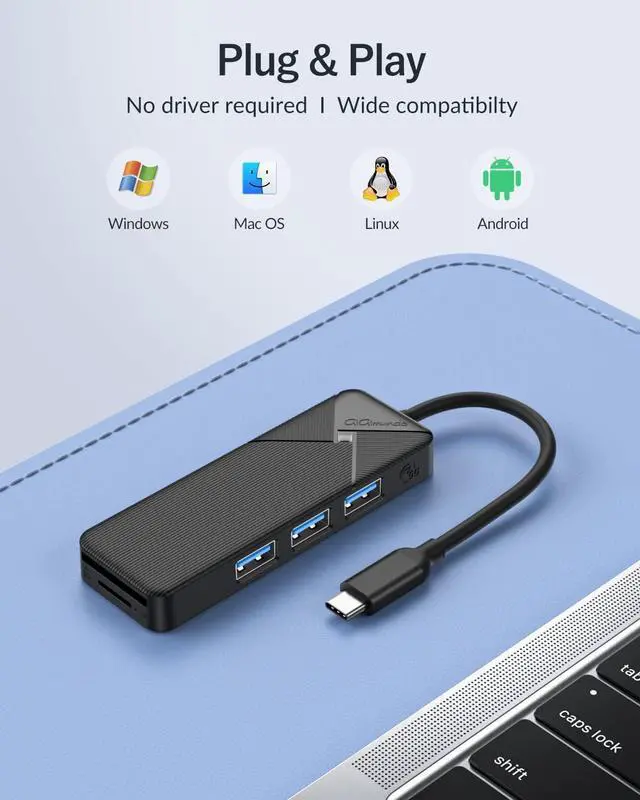 Alt view image 4 of 7 - GiGimundo By Yottamaster USB Hub 3.0 with SD TF Card Reader, 4 Ports 5Gbps USB Splitter Multi Expander for Laptop, Computer, PC, PS4, Xbox, Printer, Keyboard, Mouse (Balck, 15cm)