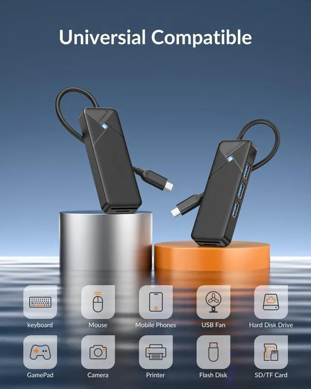 Alt view image 6 of 7 - GiGimundo By Yottamaster USB Hub 3.0 with SD TF Card Reader, 4 Ports 5Gbps USB Splitter Multi Expander for Laptop, Computer, PC, PS4, Xbox, Printer, Keyboard, Mouse (Balck, 15cm)