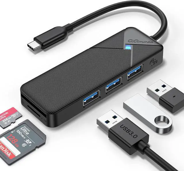 Main image of GiGimundo By Yottamaster USB Hub 3.0 with SD TF Card Reader, 4 Ports 5Gbps USB Splitter Multi Expander for Laptop, Computer, PC, PS4, Xbox, Printer, Keyboard, Mouse (Balck, 15cm)