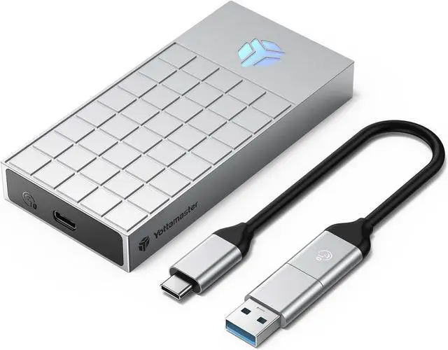 Main image of Yottamast M.2 Gaming RGB NVME Enclosure, USB 3.1 Gen 2 10Gbps SSD Enclosure, External Hard Drive Enclosure Support UASP Trim, Fits PCIe 2280/2260/2242/2230 M Key/B+M Key, up to 4TB (Sliver)