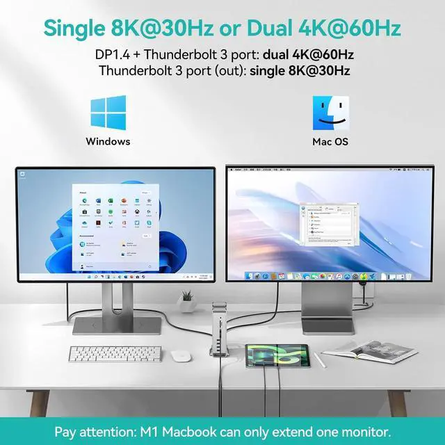 Alt view image 4 of 7 - Thunderbolt 3 Dock, Yottamaster 15-in-1 Thunderbolt 3 USB C Docking Station with Dual 4K Display, DisplayPort, 65W Laptop Charging, S/PDIF, 6 USB, Gigabit Ethernet, SD/TF, Thunderbolt 3 Hub
