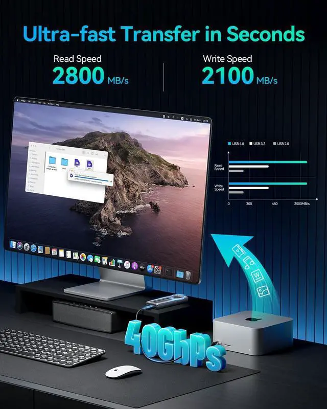 Alt view image 6 of 7 - Yottamaster 40Gbps M.2 NVMe SSD Enclosure with Built-in Cooling Fan, Tool-Free Aluminum NVMe Enclosure, Support 4TB M.2 NVMe 2230 2242 2260 2280 (M Key), Compatible with USB4/3.2/3.1/3.0 [YACOM2]