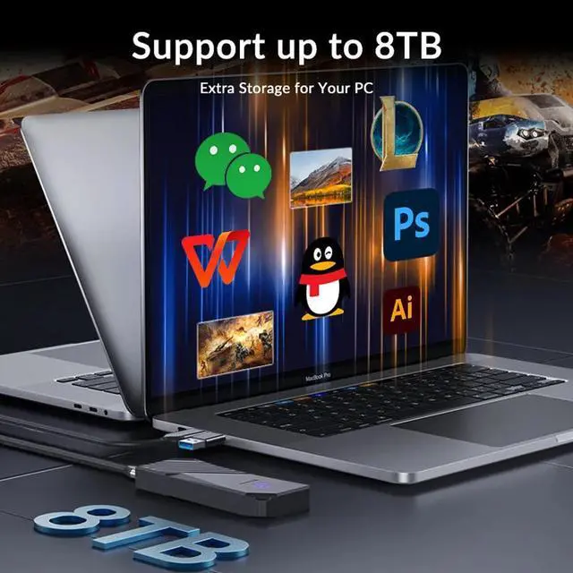 Alt view image 4 of 7 - Yottamaster RGB Gaming M.2 NVMe/SATA SSD Enclosure Adapter, NVMe to USB3.2 Gen2 10Gbps, SATA to USB3.0 5Gbps Case Support M-Key/B+M key