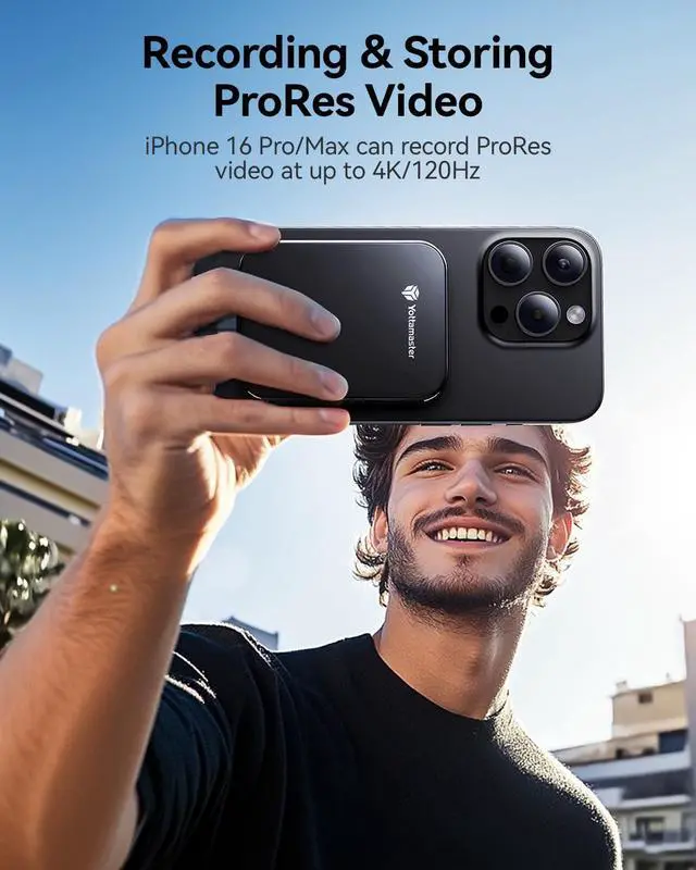 Alt view image 5 of 7 - Yottamaster 1TB Magnetic External SSD, Up to 2000MB/s USB 3.2 Gen 2x2 Portable Solid State Drive, Supports 4K ProRes HDR Compatible with iPhone 16/15 Pro Max, Smartphone, Tablet, Laptop - PF20