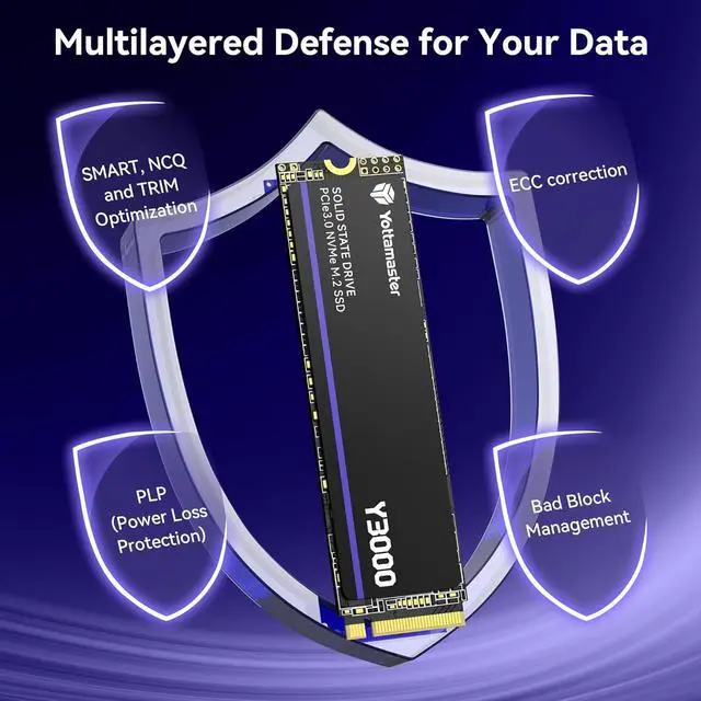 Alt view image 6 of 7 - Yottamaster Y3000 1TB SSD M.2 PCIe 3.0, Up to 3100MB/s, M.2 2280 NVMe Internal Solid State Drive with SLC Cache 3D NAND, Upgrade Storage for PC Computer, Laptop, Gaming