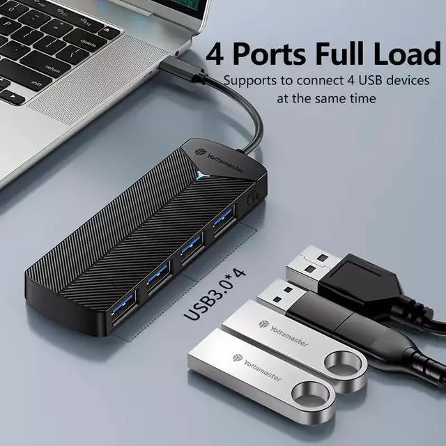 Alt view image 6 of 6 - Yottamaster USB 3.0 Hub 4Port USB Hub USB Splitter USB Expander Type A/C for Laptops Desktop