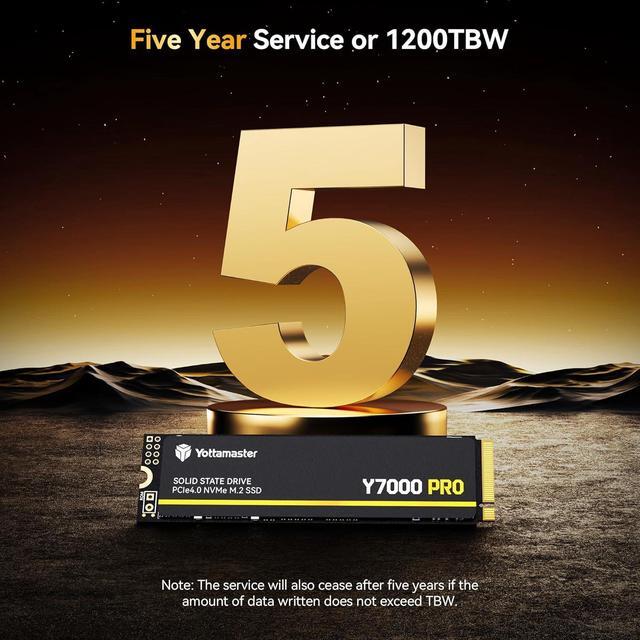 Alt view image 4 of 7 - Yottamaster 2TB SSD M.2 PCIe 4.0  Built for Gaming, Up to 7000MB/s, M.2 2280 NVMe Internal Solid State Drive with 3D QLC NAND Flash, Storage Upgrade for PS5, PC, Laptop