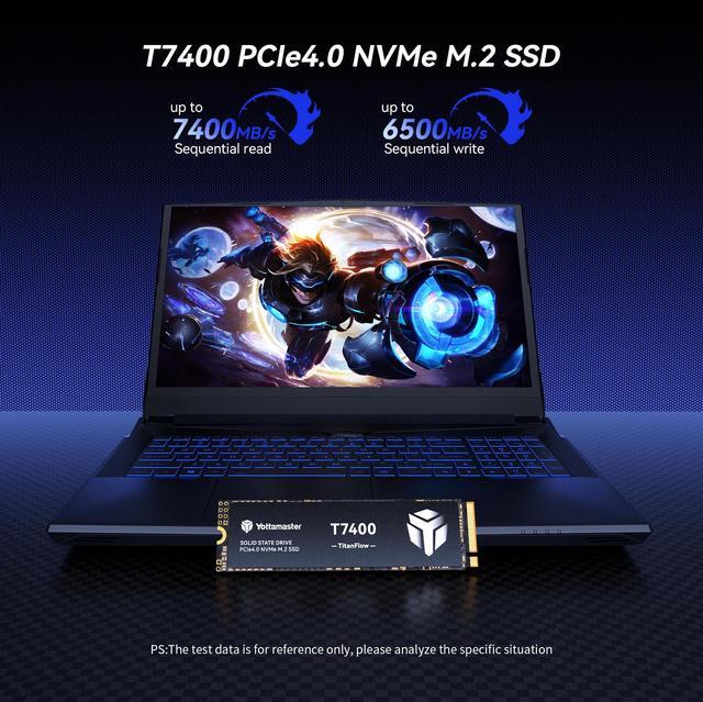 Alt view image 2 of 7 - Yottamaster Gaming-grade 4TB SSD, M.2 PCIe Gen4x4 NVME SSD, Up to 7450/6500MB/s Read/Write, 4TB M.2 NVMe Internal Solid State Drive with 3D TLC NAND, Gaming SSD Compatible with PS5, PCs, Laptops